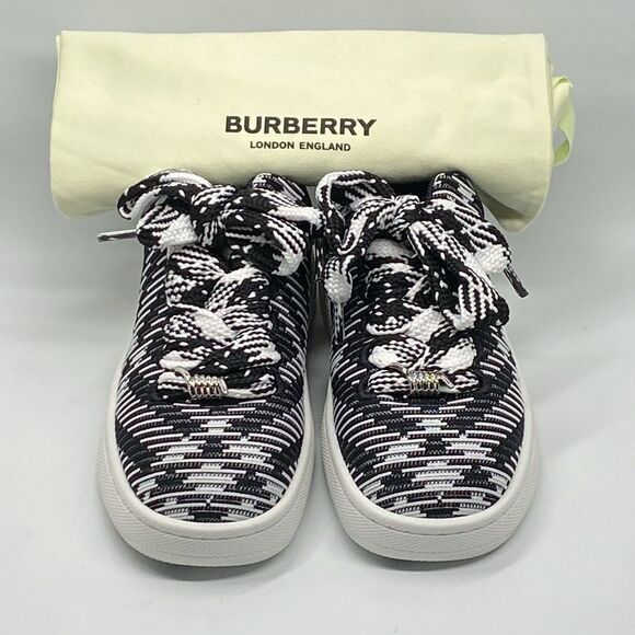 Burberry Black & White Check Knit Box Sneakers size 37 - Picture 3 of 15